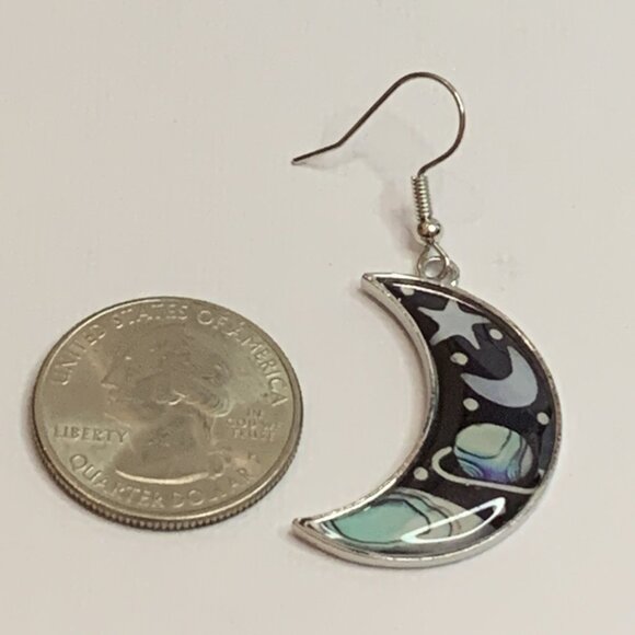 Moon Earring, Science Earring, Planet Earring, Punk Goth Earring, Nature Earring - Picture 6 of 6